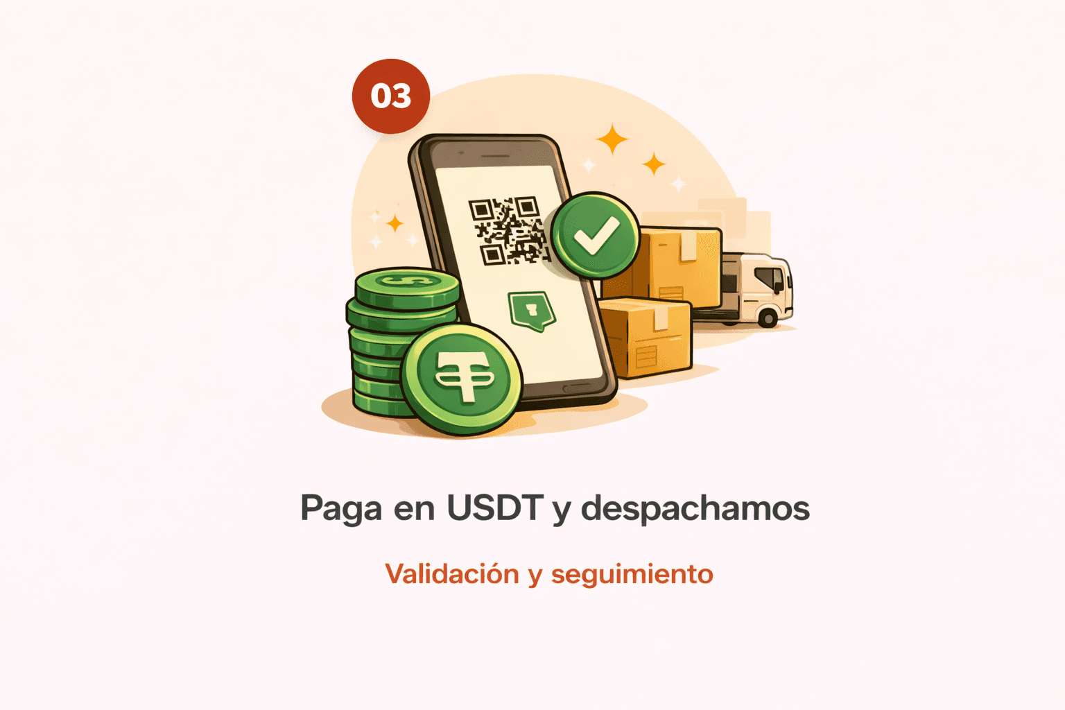 Paso 03: Paga en USDT y despachamos